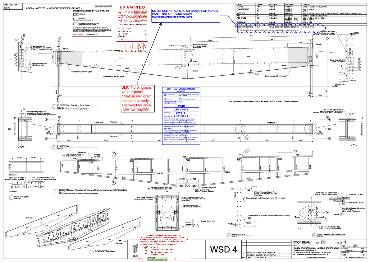 https://archive.abp.unimelb.edu.au/objects/pdfs/Construction/Drawings/Shop drawings/LVL Roof beams/Timberbuilt manufacturer/13-10-20_MelbUni_WSD4_Beam5_RevB.pdf