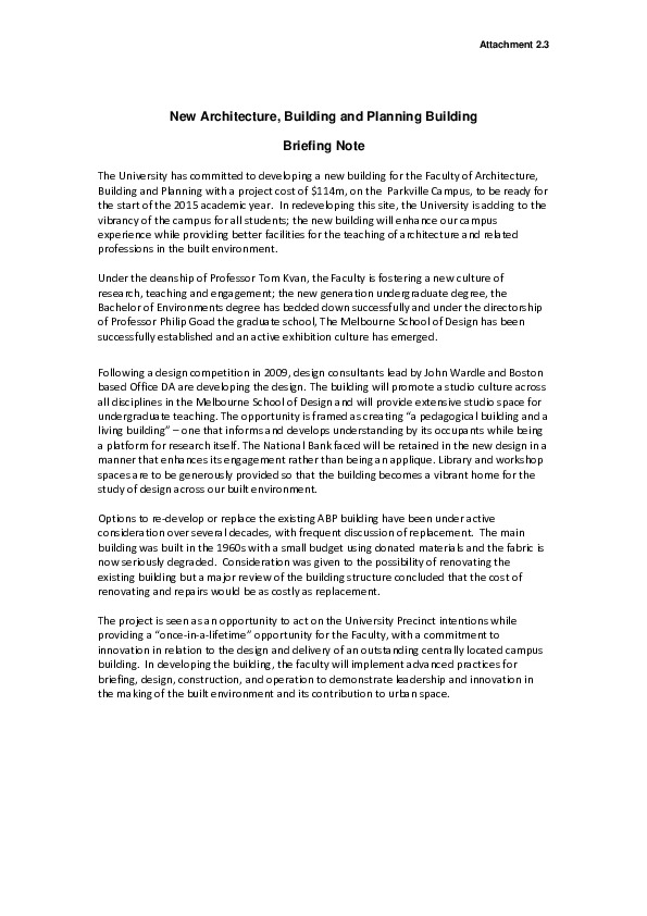 https://archive.abp.unimelb.edu.au/objects/pdfs/Design competition/Planning/Briefing session/110510 ABP New Building Briefing Note.pdf https://archive.abp.unimelb.edu.au/objects/pdfs/Design competition/Planning/Briefing session/110510 ABP New Building Briefing Note.pdf