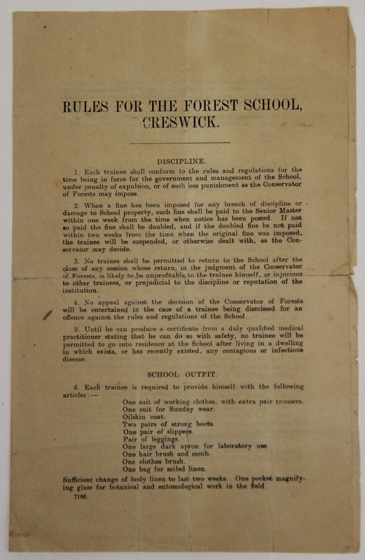 Rules for the Forest School, Creswick