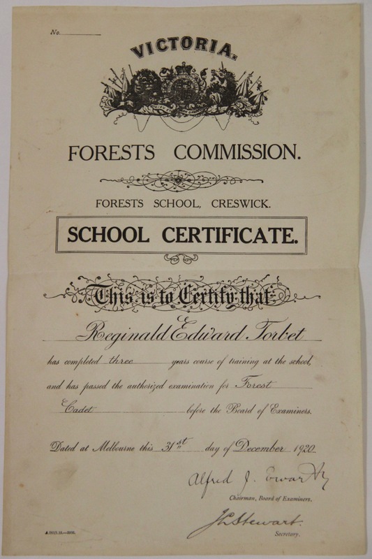 School Certificate awarded to Reginald Torbert