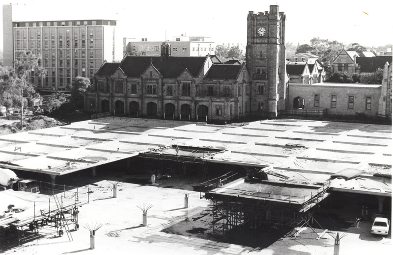 South Lawn Underground Car Parking under construction with Old Arts building in the background.