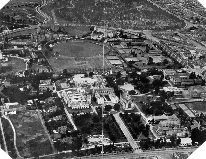Aerial view of the University of Melbourne.