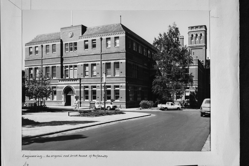 Photograph - Engineering: the original red brick home of the faculty - Old Engineering Building. Before 1984