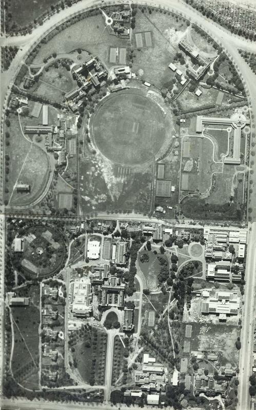 Aerial view of University of Melbourne, circa 1923.