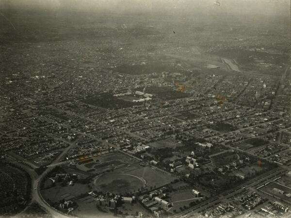 Aerial view of University, University of Melbourne, 1918-1923.