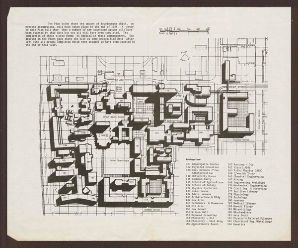 Master plan from the University of Melbourne Master Plan Report 1970 prepared by Ancher Mortlock Murray & Woolley Pty Ltd.