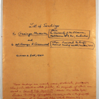 List of Sendings to Grainger Museum, 1940