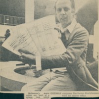 Newspaper clipping of Karlheinz Stockhausen in Australia,  1970