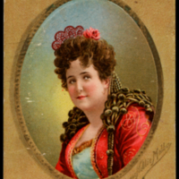Cigarette card featuring Nellie Melba as Rosina from The Barber of Seville, c.1900