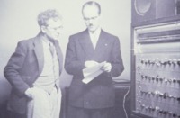 Percy Grainger with Dr Earle Kent, and ‘Dr Kent’s Electronic Music Box’,