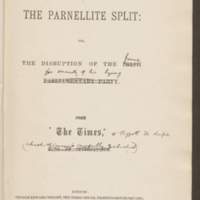 Title page of The Parnellite Split (The Times)