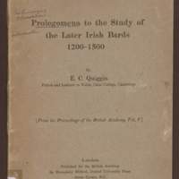 Cover of Prolegomena to the Study of the Later Irish Bards 1200-1500 (Quiggin)