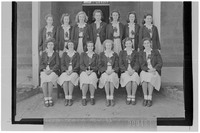 Group of 13 senior students, St Catherine's, Waverley (interviewee not pictured), 1 November 1945 . Photographer Sam Hood. State Library New South Wales, Home and Away–11343.jpg