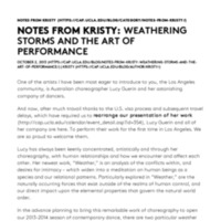 Notes from Kristy: Weathering Storms and the Art of Performance